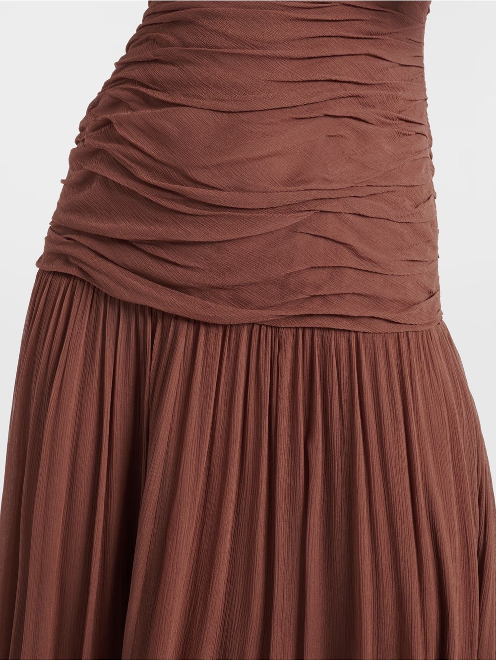 STAUD Dalton Brown Gathered Ruched Maxi Dress - Picture 4 of 5